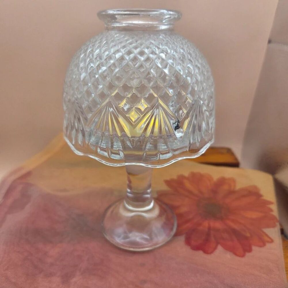 VTG Clear Glass Fairy Lamp Tea Light Candle Holder 2 Piece